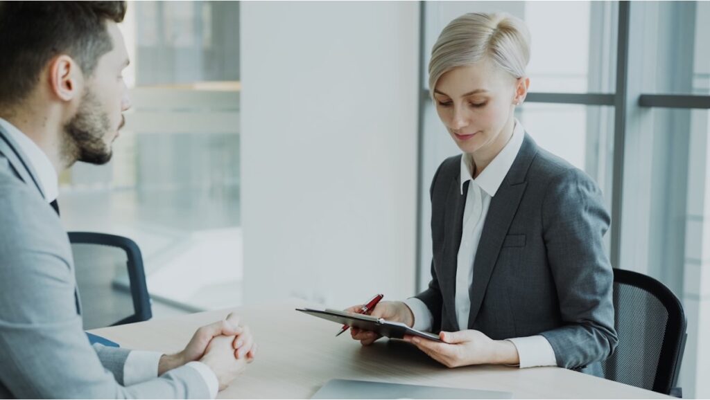 A young man soliciting the services of a legal counsel